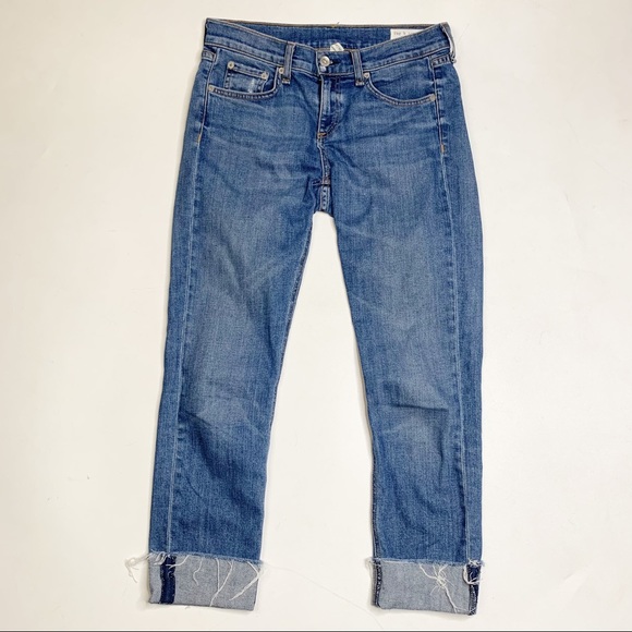 rag & bone Denim - Rag & Bone The Dre Capri Boyfriend Denim Jeans In Ambra Raw Hem Size 26